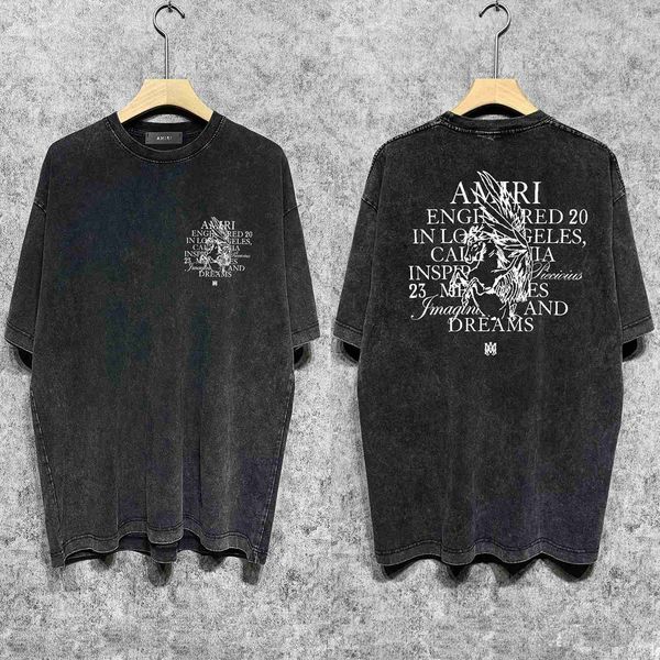 

designer fashion maker s mairi high street fashion sign letter pegasus printed washed old short sleeve tshirtmitl, White