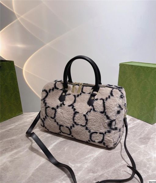 

super soft plush bag 3022cm pillow shape women039s largecapacity handbag classic printing black and grey white fashion boston7272733