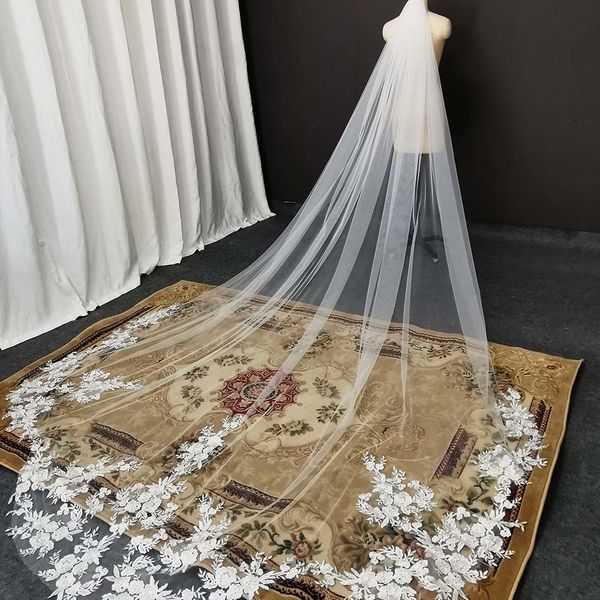 

wedding hair jewelry vintage veil 3 5m long special cut royal bridal with comb bling sequins lace accessories 230325, Slivery;golden