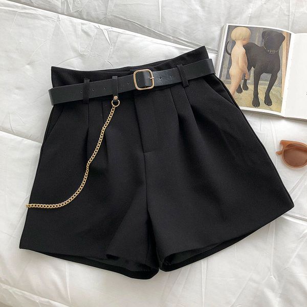 

women's shorts summer casual shorts women's clothing solid color thin high waist shorts fashion straight suit shorts harajuku wome, White;black