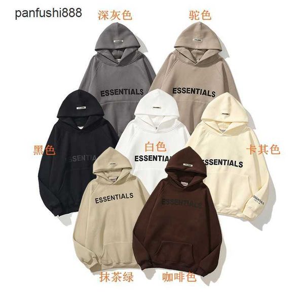 

fos arder sweatshirts autumn and winter men's casual fos double thread glued solid letter hoodie with plush sweater, Black