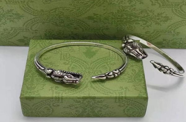 

designer luxury single bangle for men and women 925 silver retro anaconda is timeadjustable couples with the same style bracelets5065912, Black