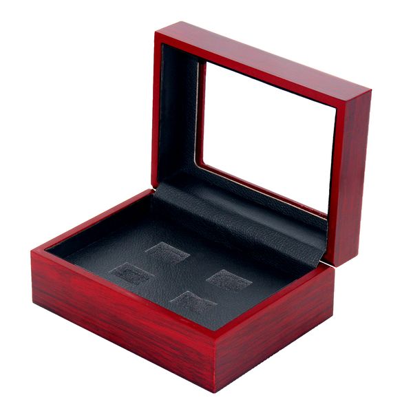 

4 slot championship ring display case box | baseball basketball softball hockey high school tournament college class sport championship ring, Black;white