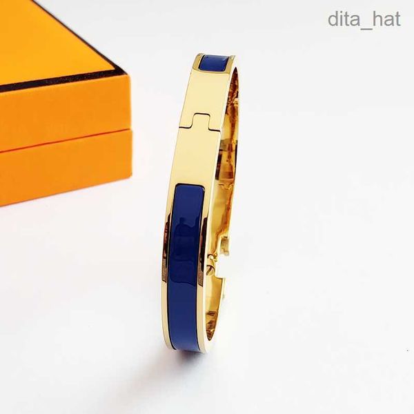 

lassic h bracelet designer 8mm gold bangle luxury brand enamel bracelet for men women birthday mother' day jewelry holiday gifts, Black