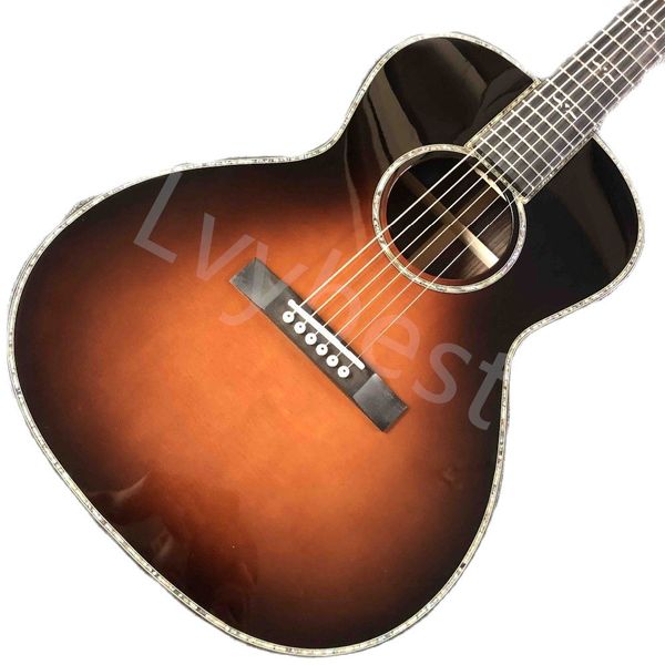 

custom solid spruce rosewood back side full abalone binding aaaa all solid wood acoustic guitar