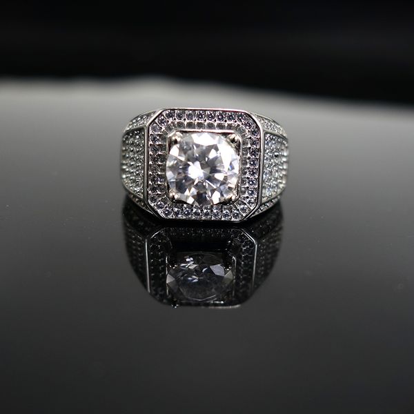 

2ct moissanite men's ring 925 silver beautiful firecolour diamond substitute luxury wedding rings for couples, Slivery;golden