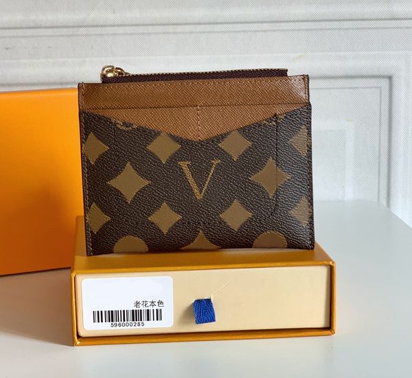 

fashion designer card holders luxury womens wallets porte-carte zippe small purses high-quality ladies flower letter credit card holder with, Brown;gray