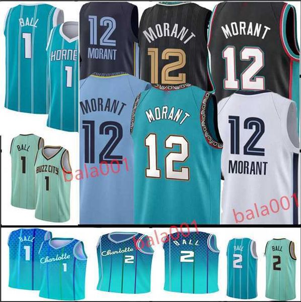 

new basketball jerseys lamelo 1 ball ja 12 morant mens blue white black stitched jerseys