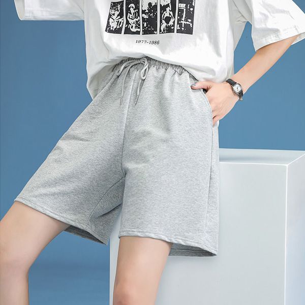 

women's shorts short pants woman summer high waist bermuda thin black grey oversize harajuku knee-length wide casual sport loose 230325, White;black