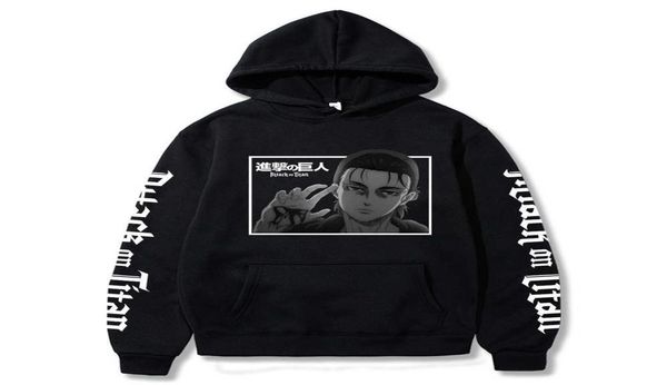 

attack on titan hoodie eren yeager anime pullover harajuku sweatshirt fashion clothes x06017631011, Black