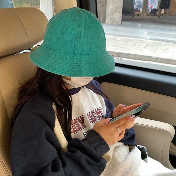

wide brim hats solid cotton washed denim bucket hats bob folding fisherman wide brim caps hip hop gorros men women panama bucket cap p230311, Blue;gray