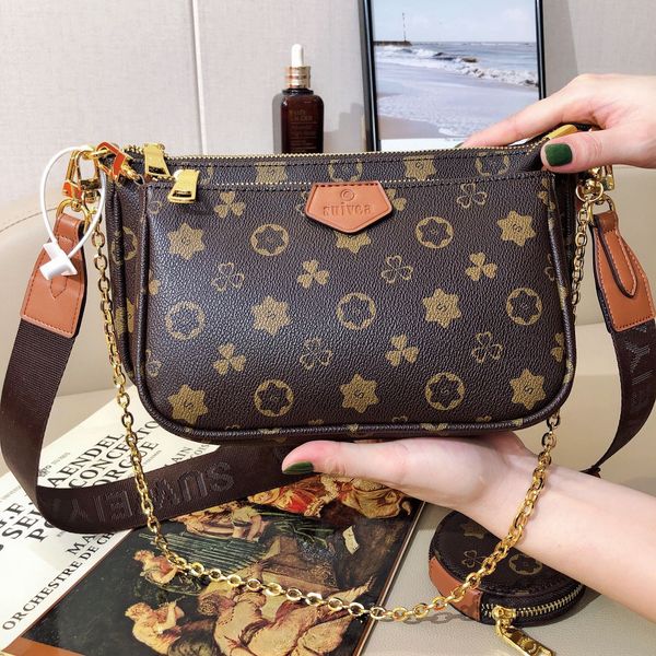 

multi pochette accessories luxurys handbags designer bags lady crossbody shoulder bag flap wallets purse women popular wallet purses with bo, Red;black