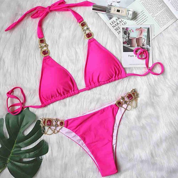 

women's swimwear 2021 new crystal metal accessories bikini 5 fe00, White;black