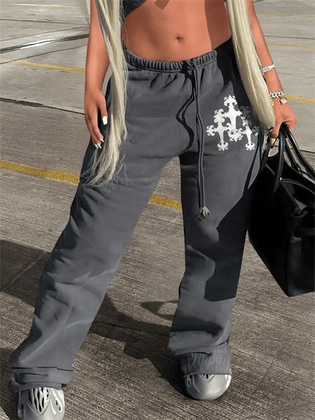 

women's pants capris wesaynb clothes streetwear y2k for women high waist baggy pockets parachute sweatpants gray casual trousers 230325, Black;white