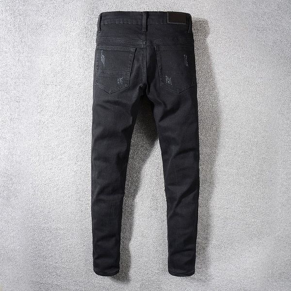 

mens jeans denim pants classic hip hop fashion pants trousers designer jeans for men distressed ripped biker jean slim fit motorcycle jeans, Blue