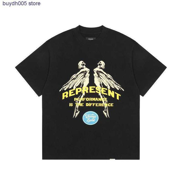 

lwcq 2023 new men's and women's t shirt fashion design brand present vintage tee high street angel printed washed old short sleeve, White;black