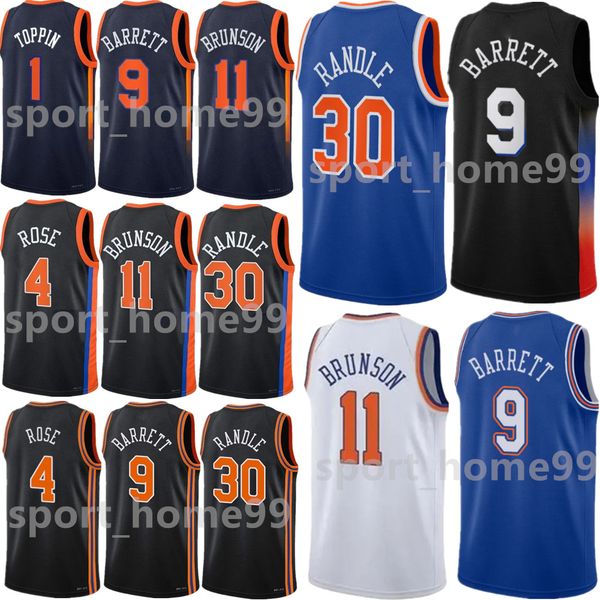 

rj barrett men basketball jerseys new yorks jalen brunson julius randle obi in knick evan derrick rose mitchell robinson immanuel quickley 2, Black;red