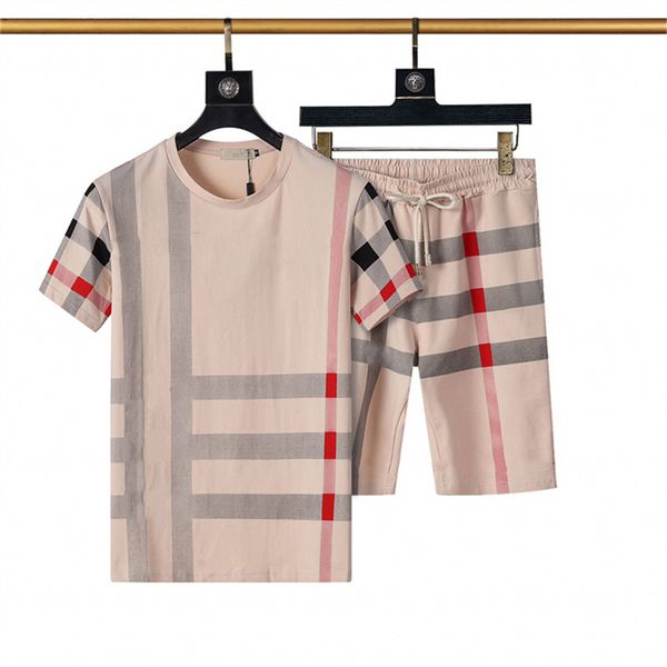 

mens designs tracksuit letters embroidery summer fashion sportswear short sleeves pullover jogger pants suits o-neck sweatshirts sportsuit s, Gray