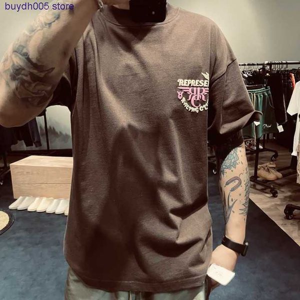 

iyc3 2023 new men's and women's t shirt fashion design brand present repeat vintage foaming letter print hidden exclusive vintage, White;black