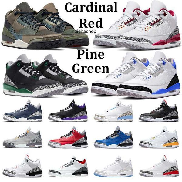 

3s cardinal red men basketball shoes 3 jumpman pine green racer blue cement midnight navy court purple pure white cool grey mens trainers sp