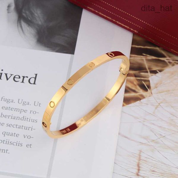 

high edition screwdriver slim love bracelets bangles for women men 316l titanium steel cubic zirconia 16cm 18cm designer jewelry classic des, Black