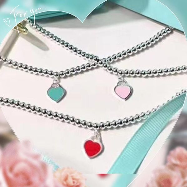 

charm bracelets heart beaded bracelet designer luxury love jewelry for women silver stainless steel strands beads chain gifts lady wedding e, Golden;silver