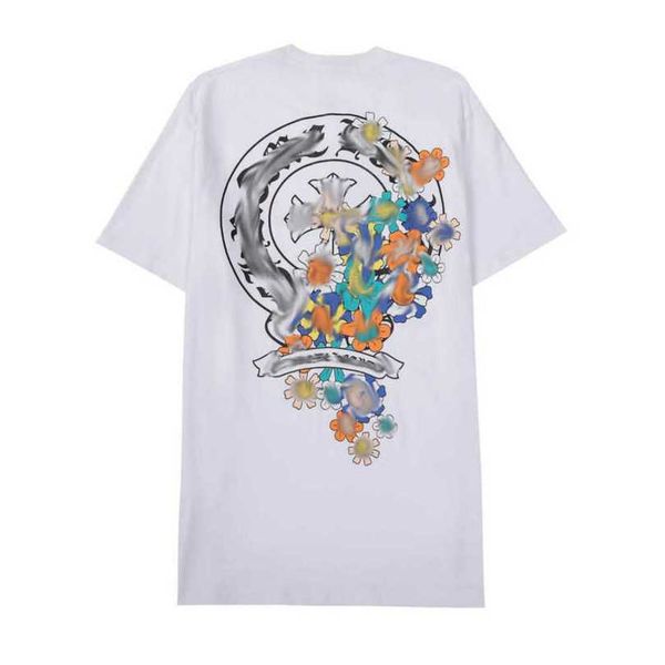 

ch luxury t-shirt men's classic brand tees men women sanskrit letter sweatshirts short sleeve horseshoe designer couple t-shirts cross, White;black