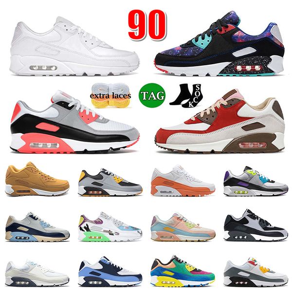 

90s sports running shoes airmaxs 90 og sneakers triple white supernova infrared bacon what the flyleather wolf grey unc viotech peace love t
