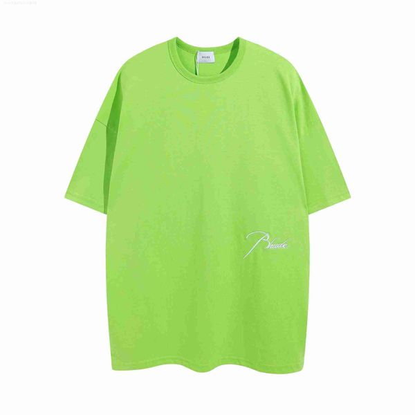 

designer oversize plus cloth rhude new classic embroidery letter thin short sleeve street fashion men's and women's youth sports t, White