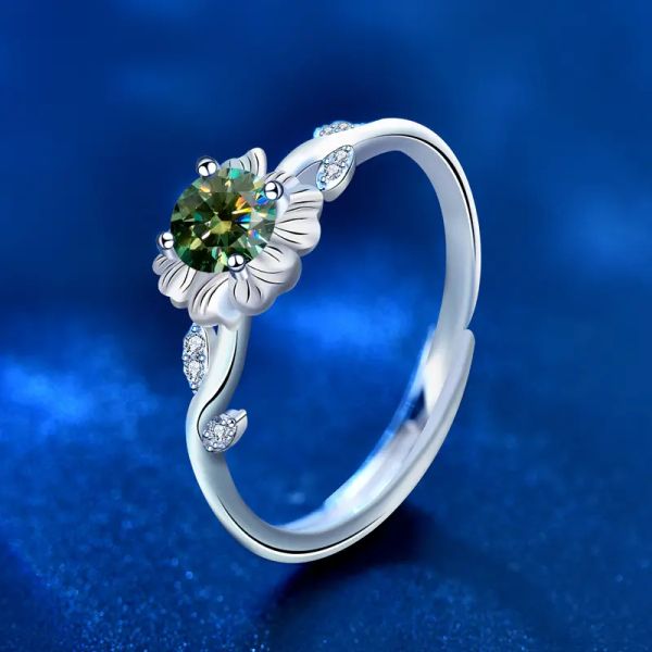 

925 sterling silver sunflower emerald rings for women engagement, Golden;silver