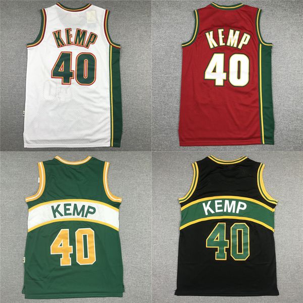 

american basketball wear kemp 40 throwback men jerseys red black white green mitchell ness size stitched jersey mix order