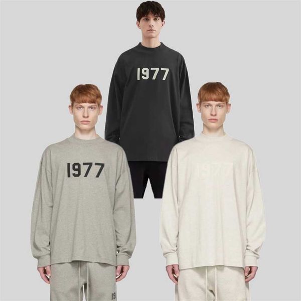 

80% off factory outlet online double thread high street fashion letter flock printed long sleeve t-shirt for men and women, White;black