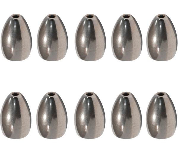 

10pcsbag silver 100 tungsten sinker bullet casting fishing weights tungsten jigs bait rigs fishing flipping worm tackle3251232