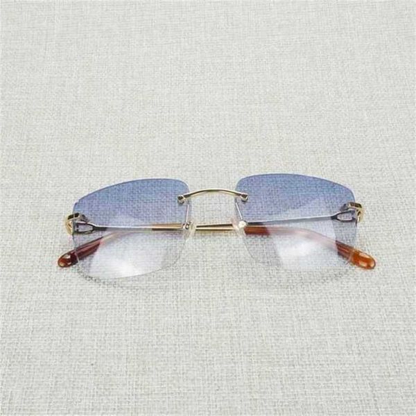 

luxury designer new sunglasses vintage rimless men women metal frame square eyeglasses shades oculos gafas for outdoor club accessories 011b, White;black