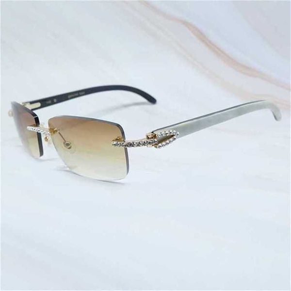 

luxury designer sunglasses 20% off all-match iced out men cubic zirkoon buffalo horn random street shades eyewear gafas sol, White;black