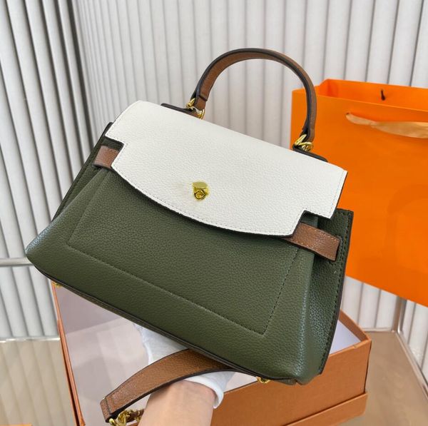 

lockme cross body bags women medium cowhide genuine leather stitching color handbags silver turn lock fashion bag
