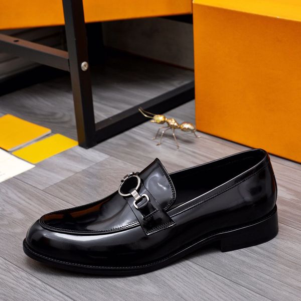

2023 men fashion dress shoes genuine leather business office work formal loaferd brand designer party wedding flats size 38-44, Black