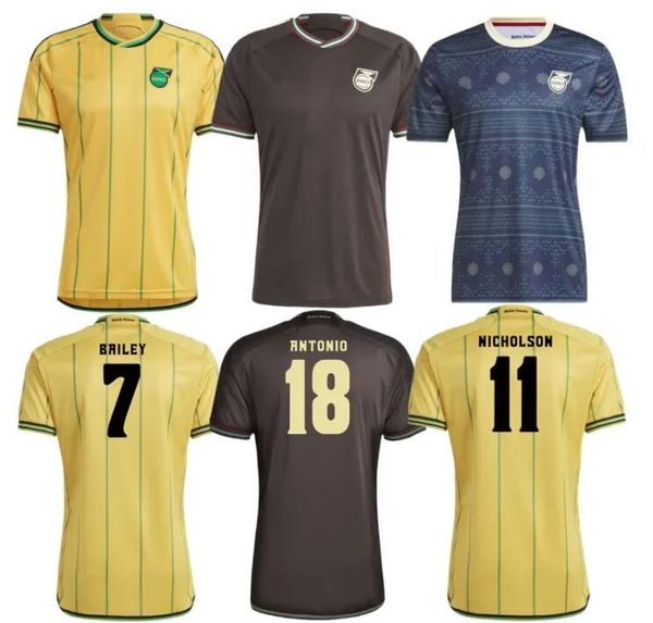 

2023 jamaica soccer jerseys 23 24 national football team bailey antonio reid nicholson lowe morrison home away training shirt, Black;yellow
