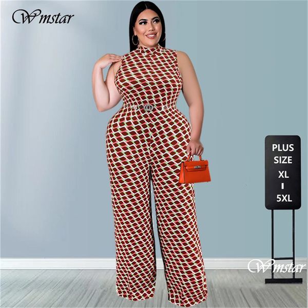 

women's plus size jumpsuits rompers wmstar plus size women jumpsuit summer clothes plaid print with belt urban leisure shirts bodysuit, Black