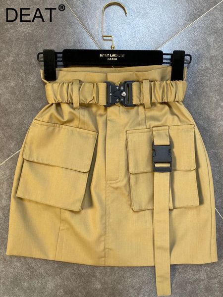 

skirts deat fashion simple pocket belts black cargo skirt women's loose versatile high waist mini skirts spring 11p01847 230325
