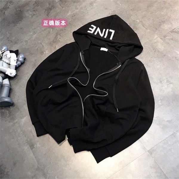 

80% off factory outlet online lins letter hooded zipper coat women's fall couple fashion correct version, Black