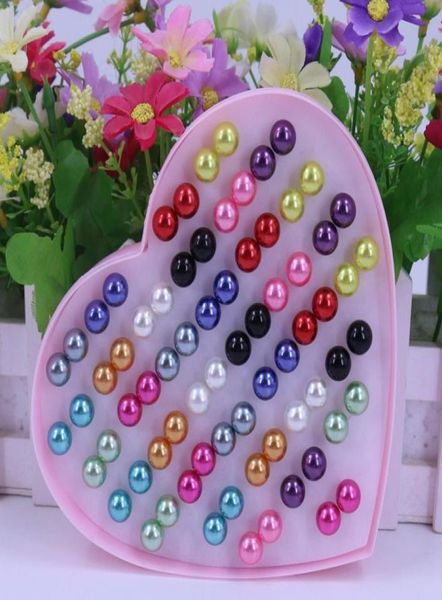 

36 pairsset stud earring korean simple pearl earrings jewelry round girls random color 8mm8527178, Golden;silver