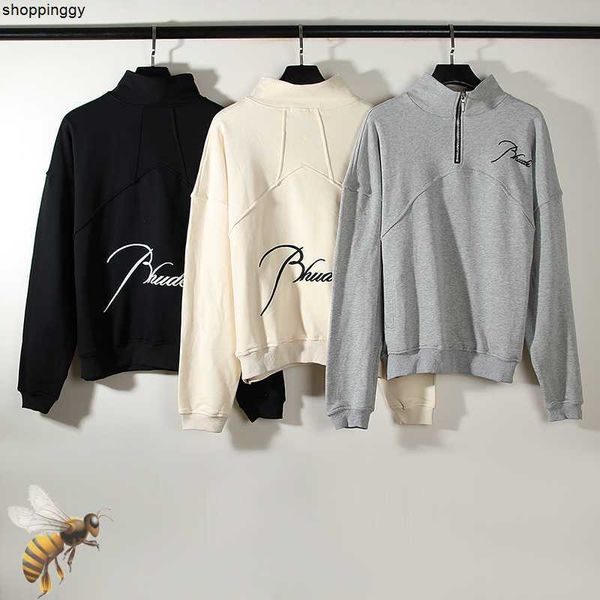 

hoodies sweatshirts new rhude with zipper casual, Black