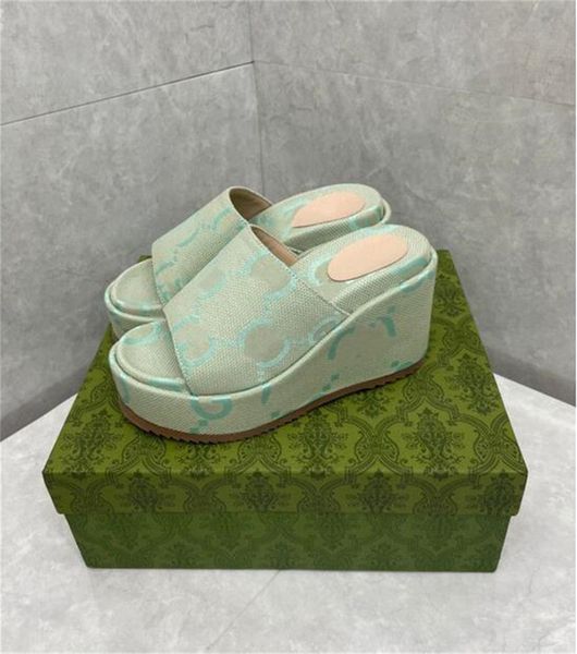 

2023 beach slippers fashion thick bottom designer women shoes cartoon alphabet lady platform leather heels letter slides high heel sandals l, Black