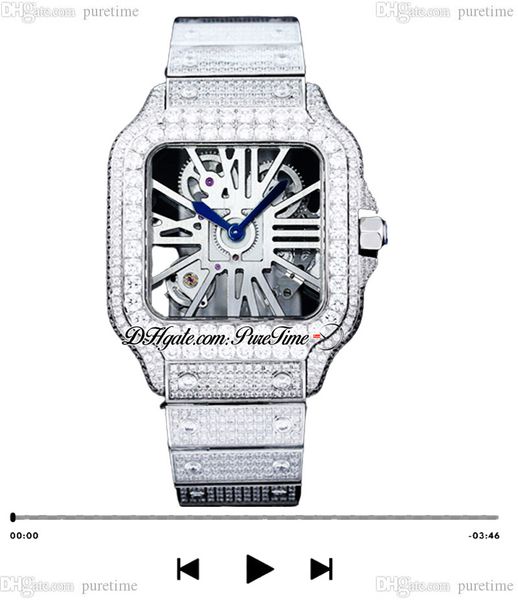 

tom holland dumont swiss ronda quartz mens watch paved diamonds whsa0007 fully iced out diamond case and bracelet skeleton roman dial super, Slivery;brown