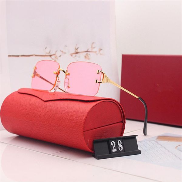 

luxury designer sport sunglasses lovers buffalo horn glasses men women rimless sun glasses silver gold metal frame eyewear 267b, White;black