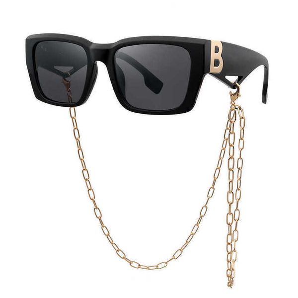 

40% off luxury designer new men's and women's sunglasses 20% off 8258 fashion b letter square chain trend, White;black