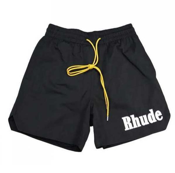 

2023 new fashion brand rhude men's and women's shorts version mclaren summer high street drawstring fog capris loose american 11, White;black