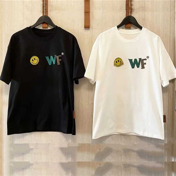 

80% off factory outlet online high edition luos summer new smiling face toothbrush letter cotton short sleeve men's and women's lo, White;black