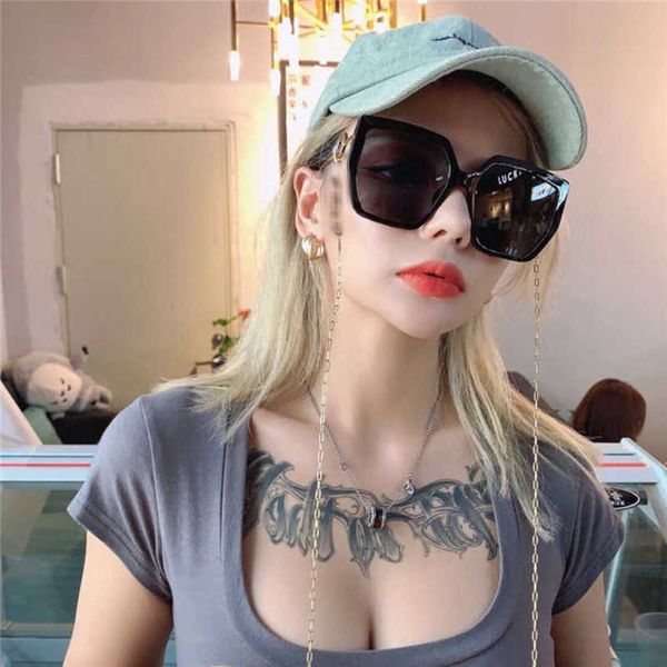 

luxury designer new sunglasses style personality fashion square fashion with chain, White;black